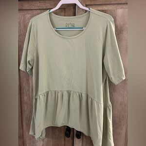 AnyBody 1X Women's Sage Green Peplum Top